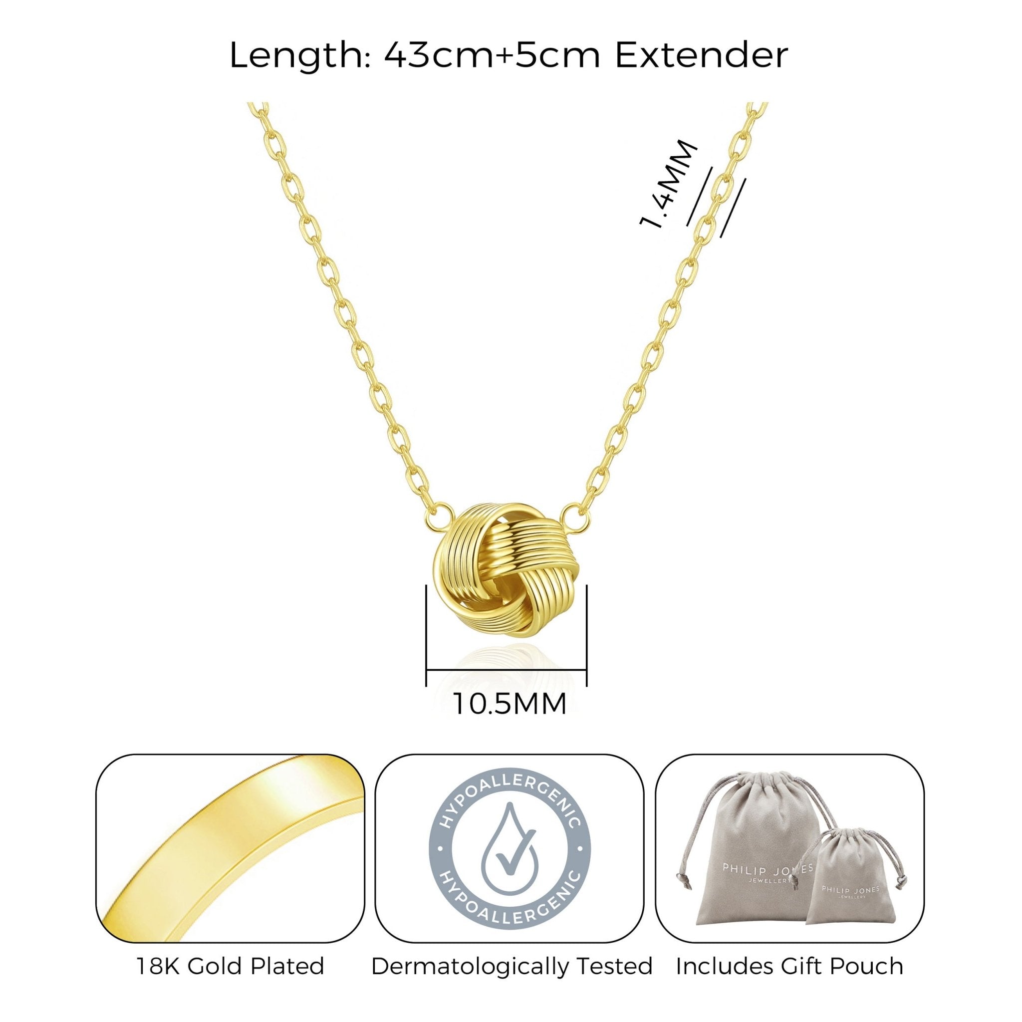 18k Gold Plated Love Knot Necklace