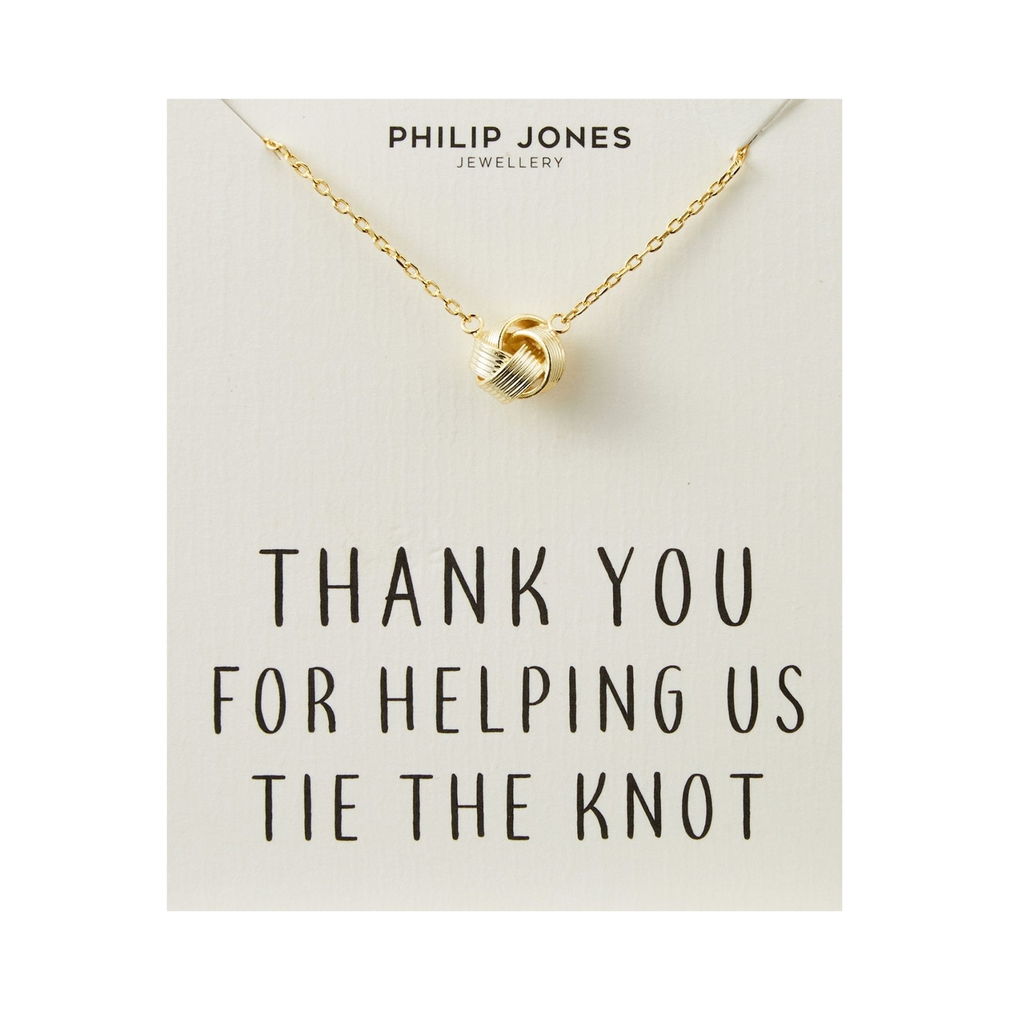 18k Gold Plated Thank You for Helping us Tie The Knot Bridal Necklace with Quote Card