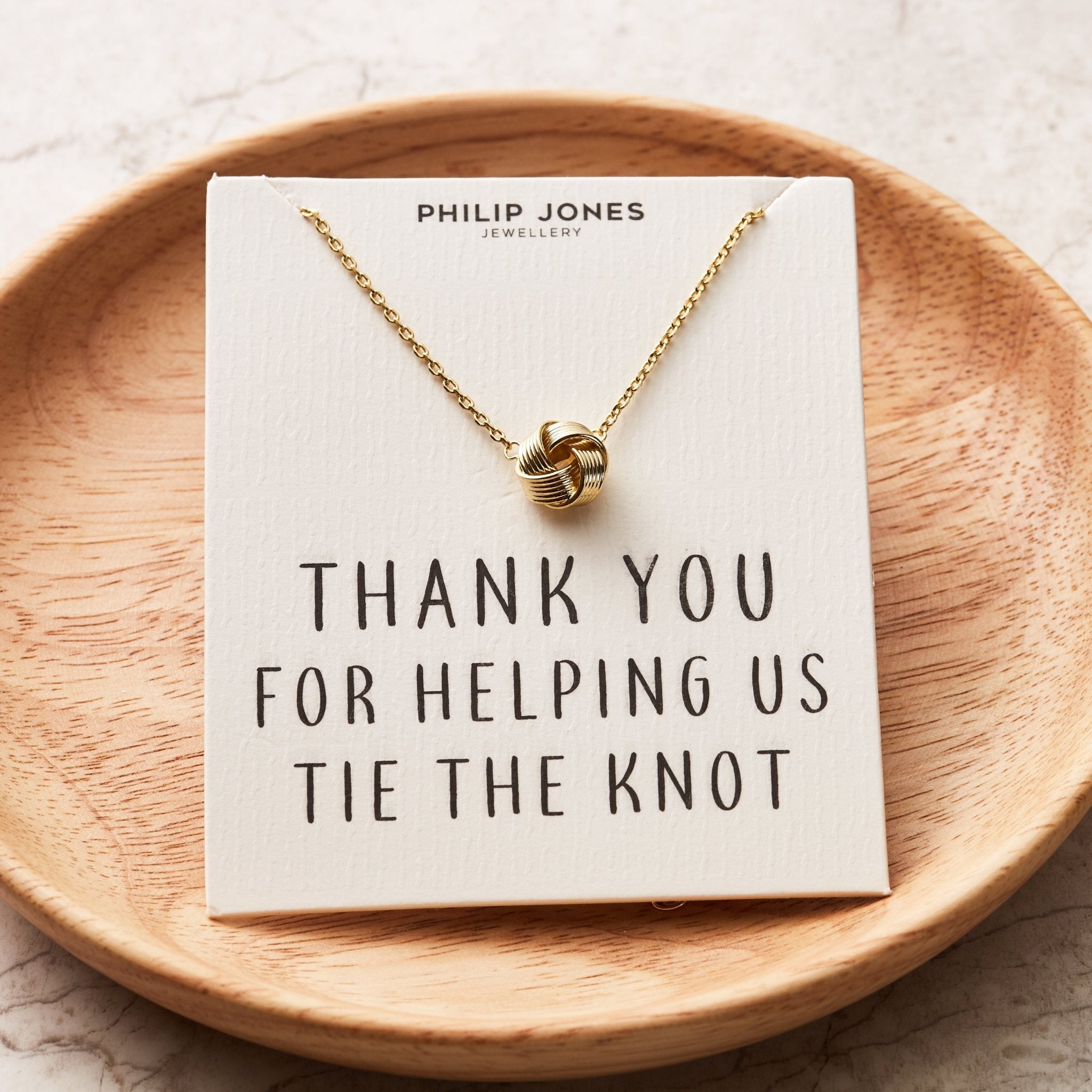 18k Gold Plated Thank You for Helping us Tie The Knot Bridal Necklace with Quote Card