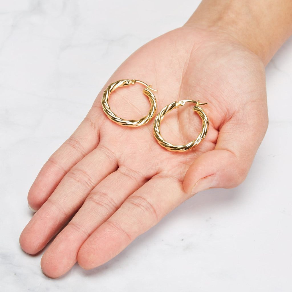 18k Gold Plated Thick Twisted Hoop Earrings