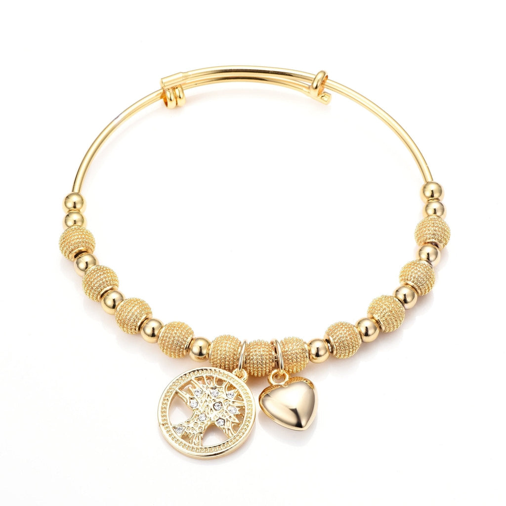 18k Gold Plated Tree of Life Bangle Created with Zircondia® Crystals