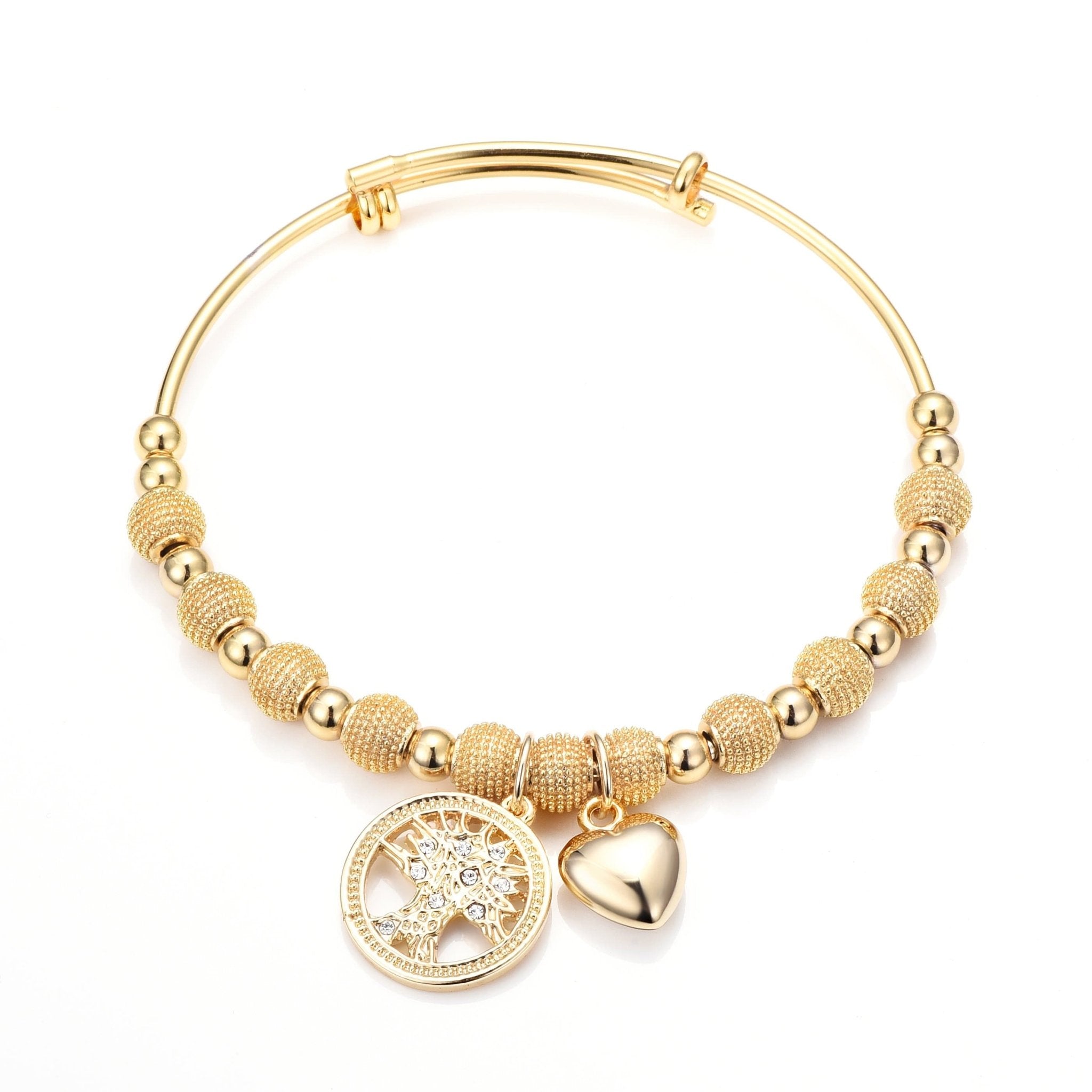 18k Gold Plated Tree of Life Bangle Created with Zircondia® Crystals