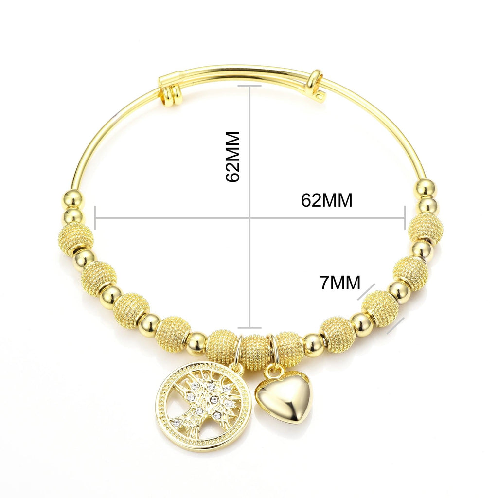 18k Gold Plated Tree of Life Bangle Created with Zircondia® Crystals