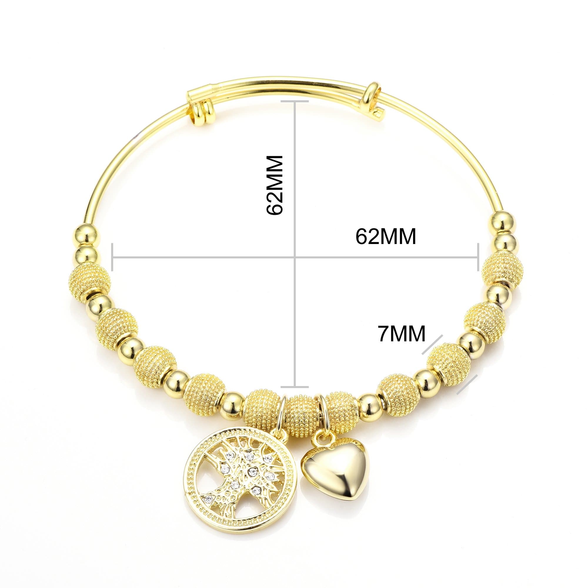 18k Gold Plated Tree of Life Bangle Created with Zircondia® Crystals