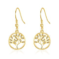18k Gold Plated Tree of Life Drop Earrings Created with Crystals from Zircondia®