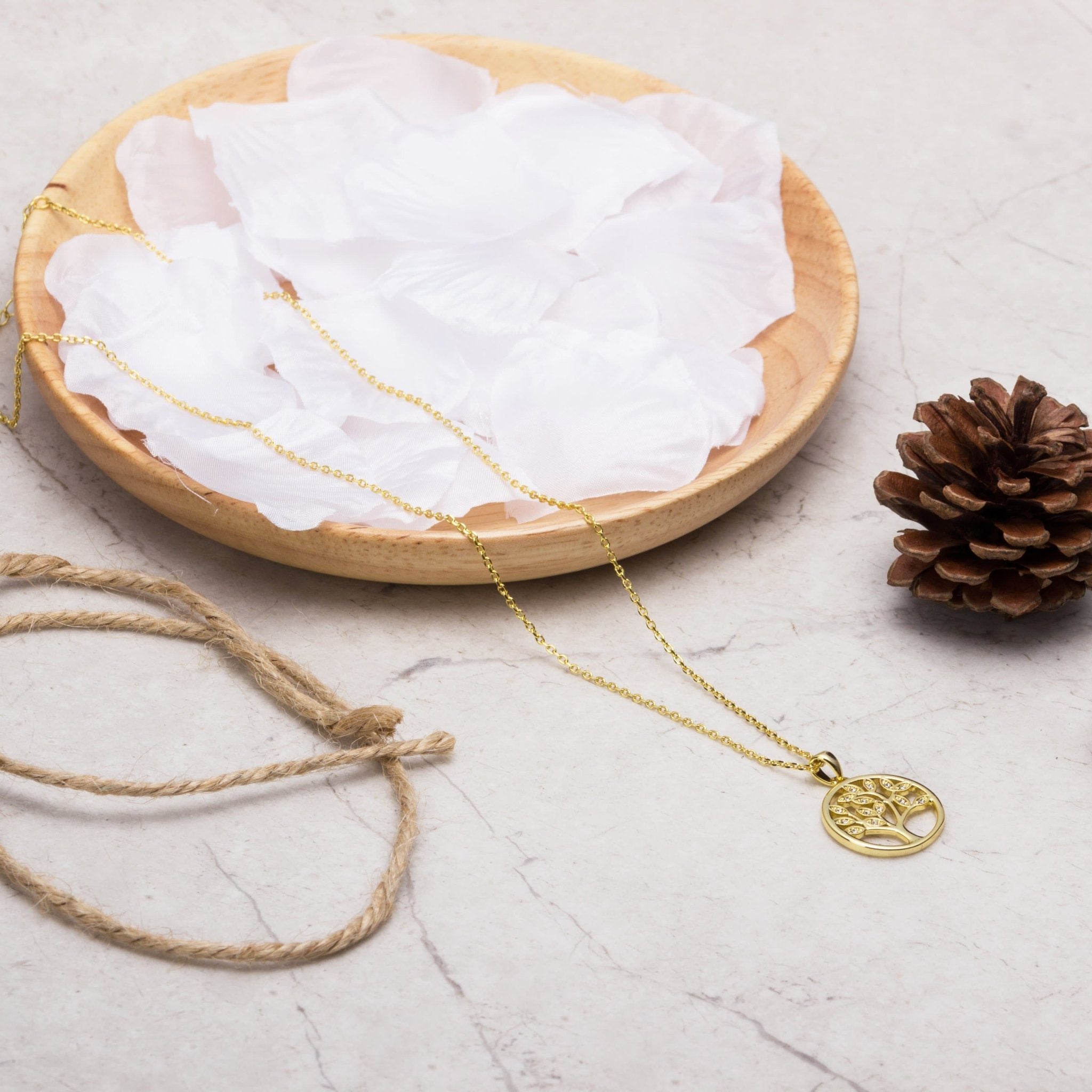 18k Gold Plated Tree of Life Necklace Created with Zircondia® Crystals