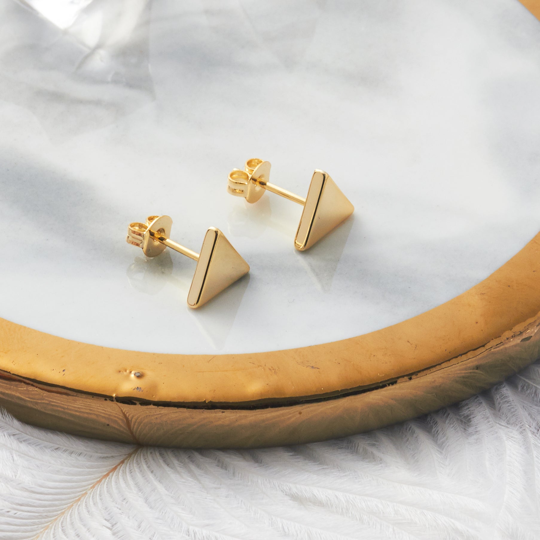 18k Gold Plated Triangle Stud Earrings