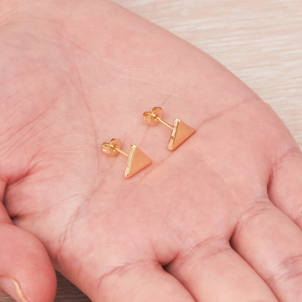 18k Gold Plated Triangle Stud Earrings