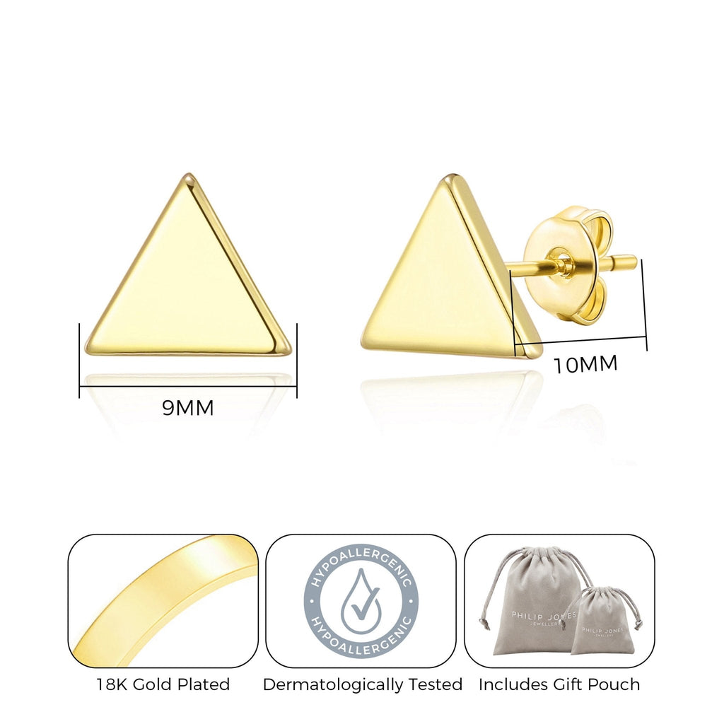 18k Gold Plated Triangle Stud Earrings