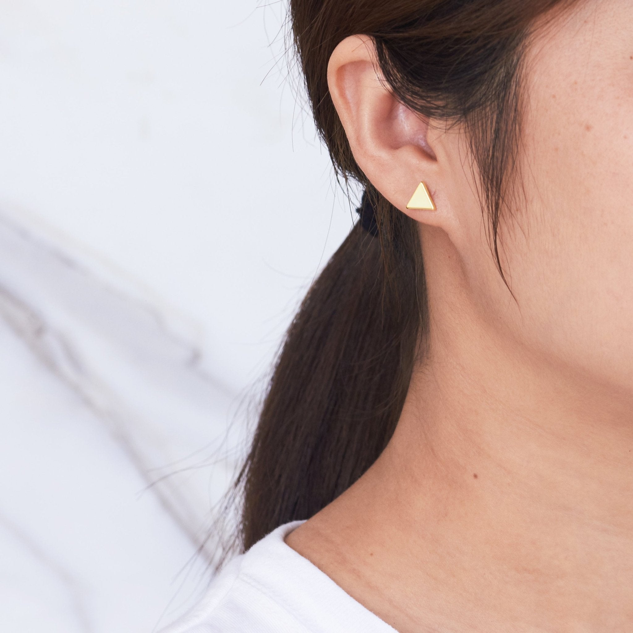 18k Gold Plated Triangle Stud Earrings