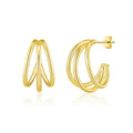 18k Gold Plated Triple Illusion Hoop Earrings