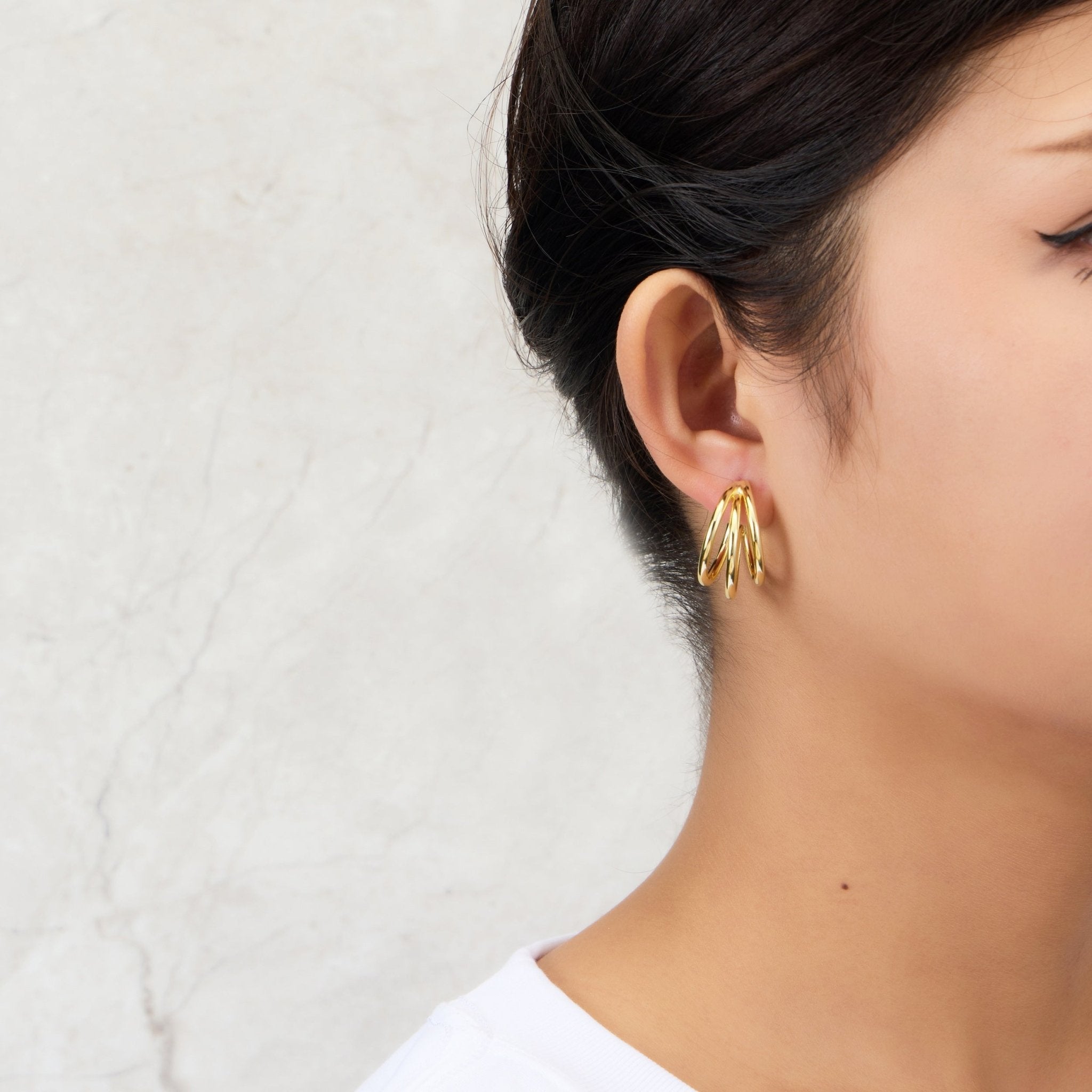 18k Gold Plated Triple Illusion Hoop Earrings
