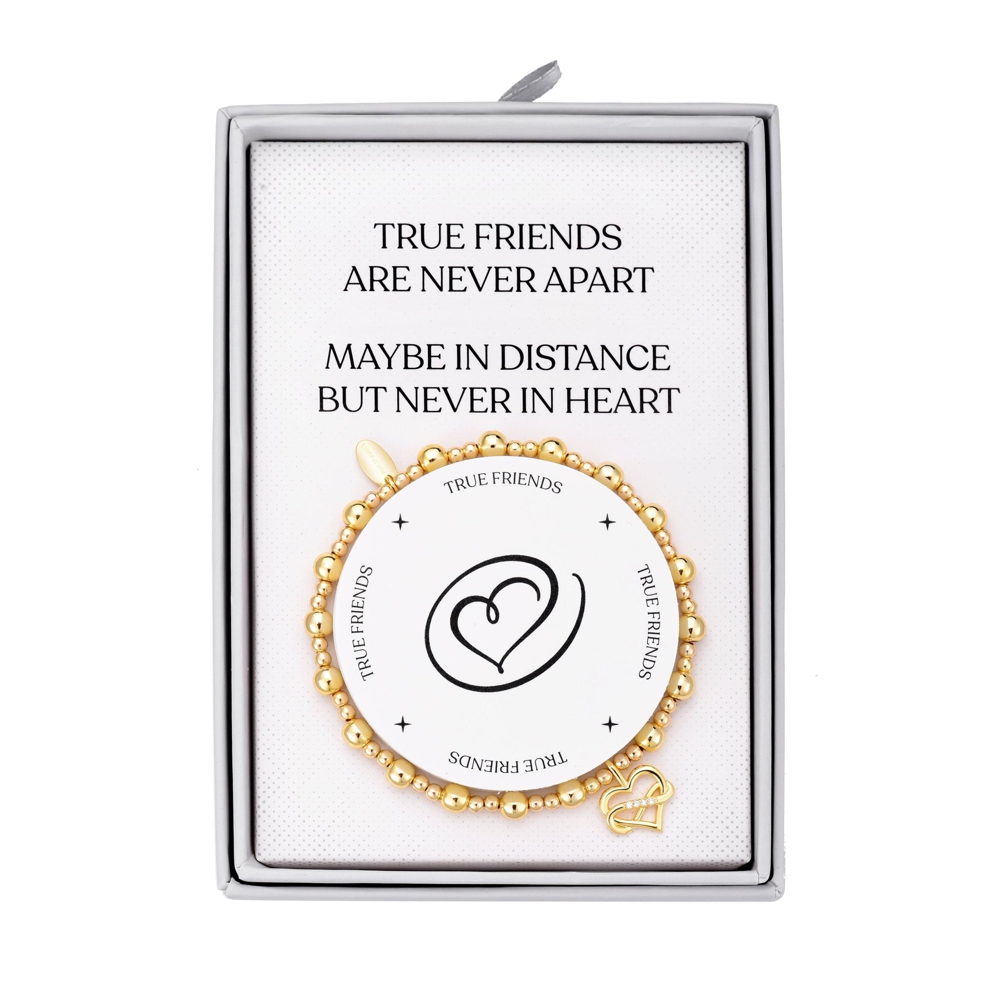 18k Gold Plated True Friendship Quote Stretch Bracelet with Gift Box