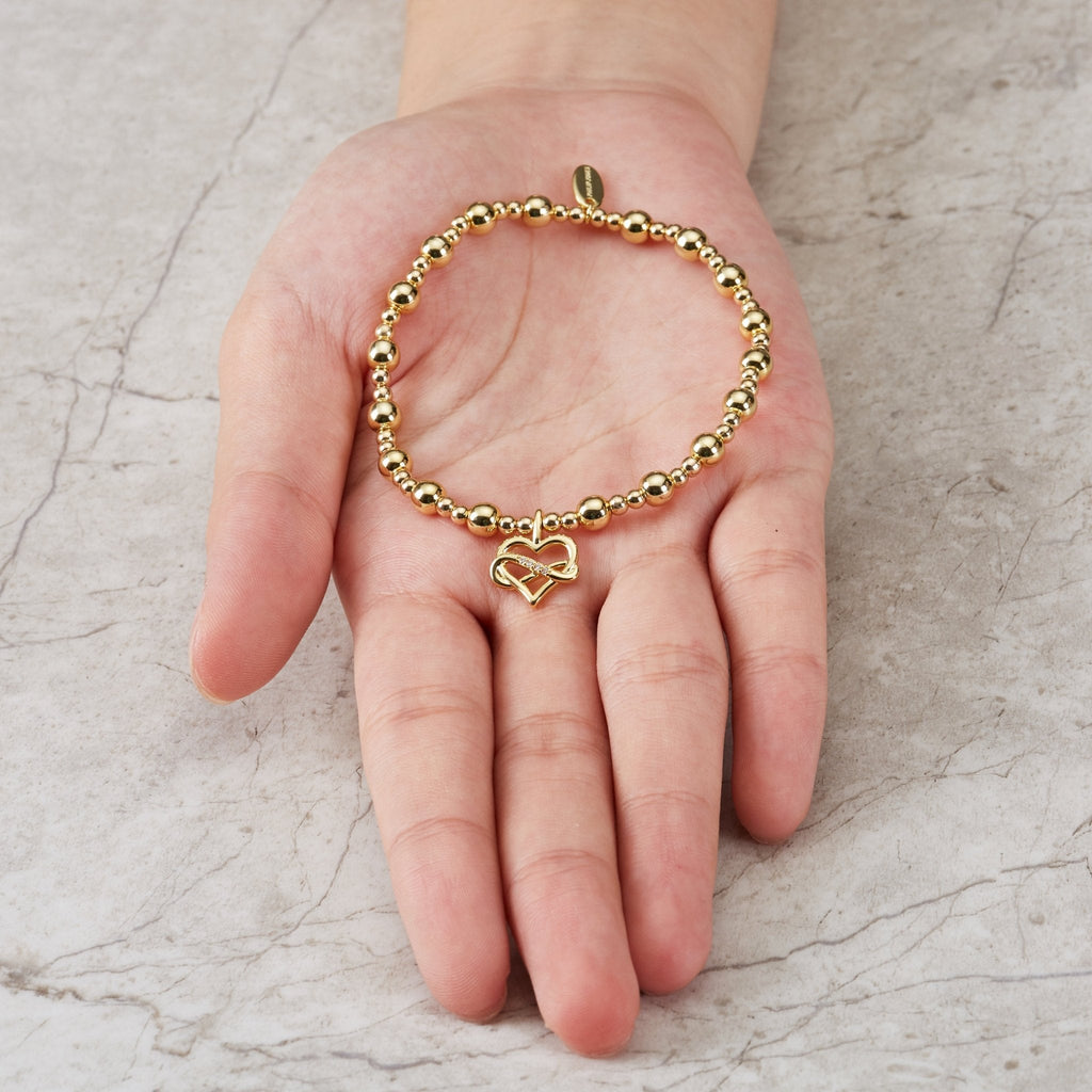 18k Gold Plated True Friendship Quote Stretch Bracelet with Gift Box
