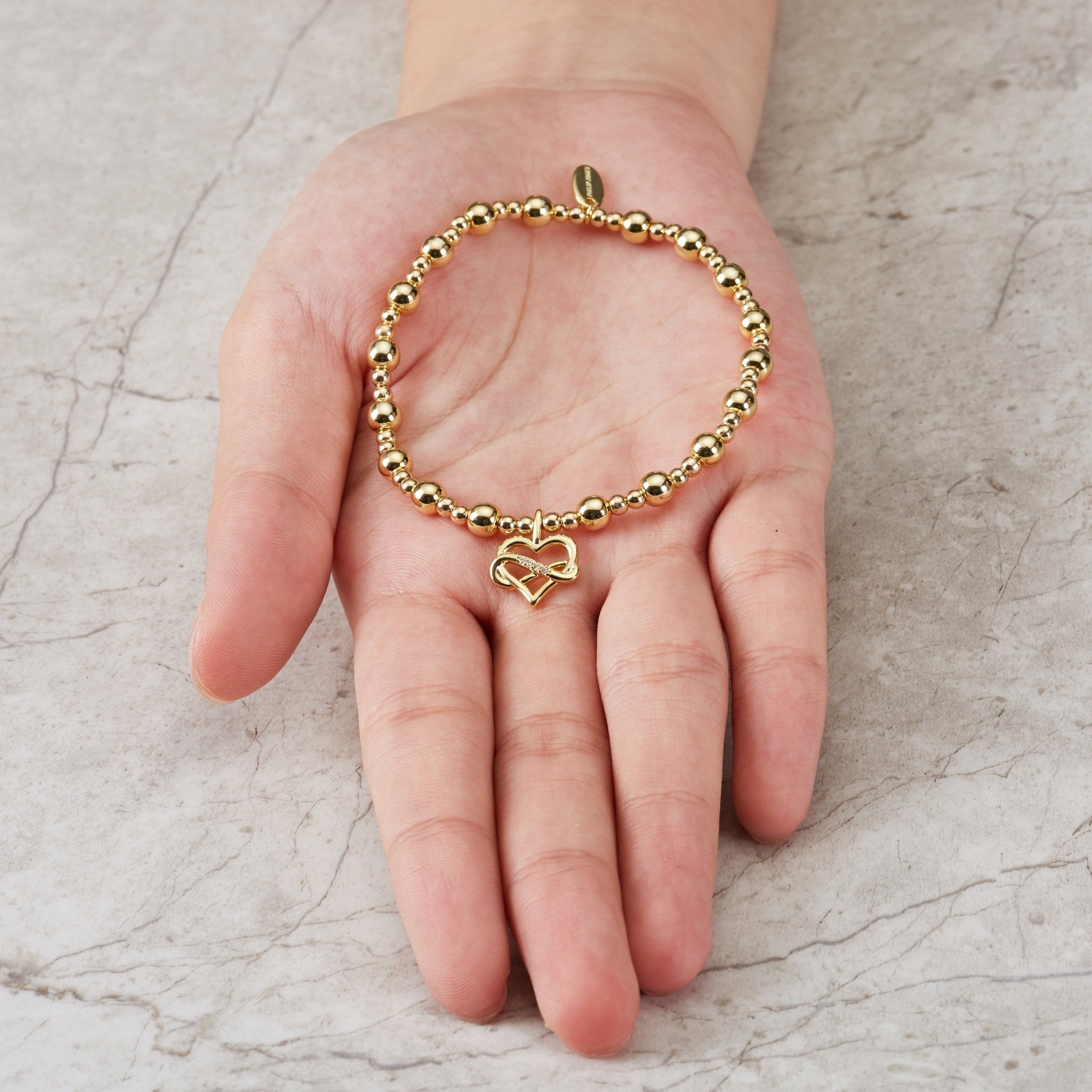 18k Gold Plated True Friendship Quote Stretch Bracelet with Gift Box