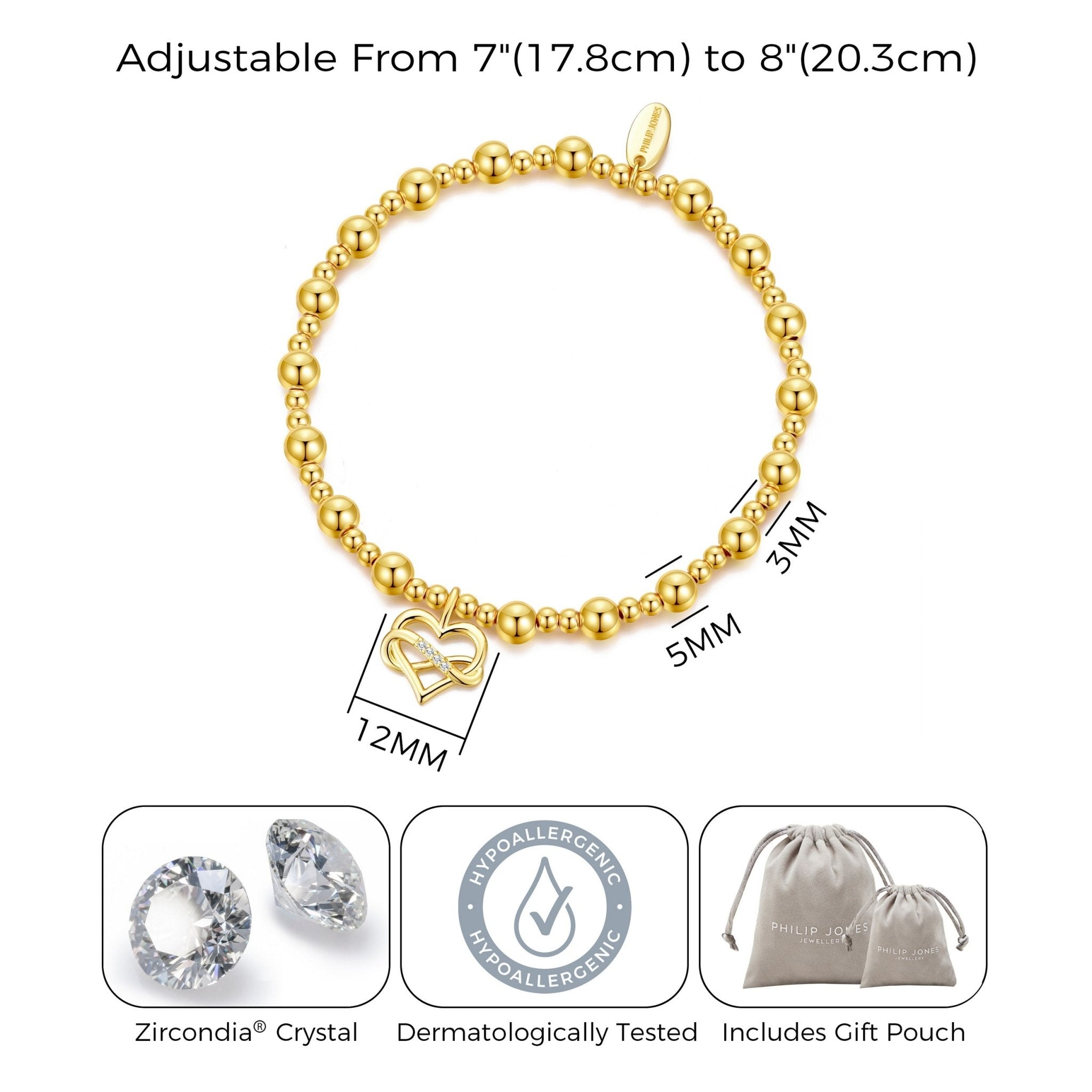 18k Gold Plated True Friendship Quote Stretch Bracelet with Gift Box