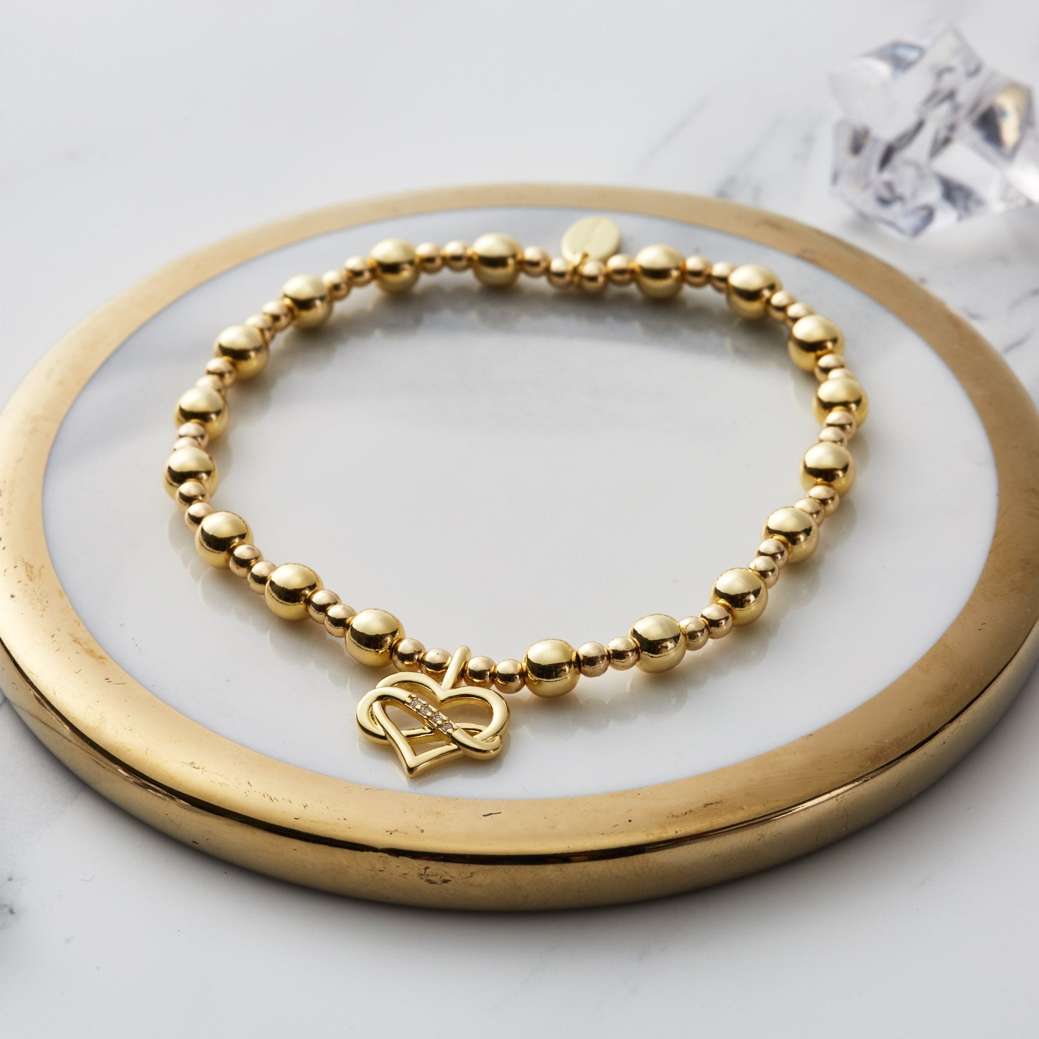 18k Gold Plated True Friendship Quote Stretch Bracelet with Gift Box