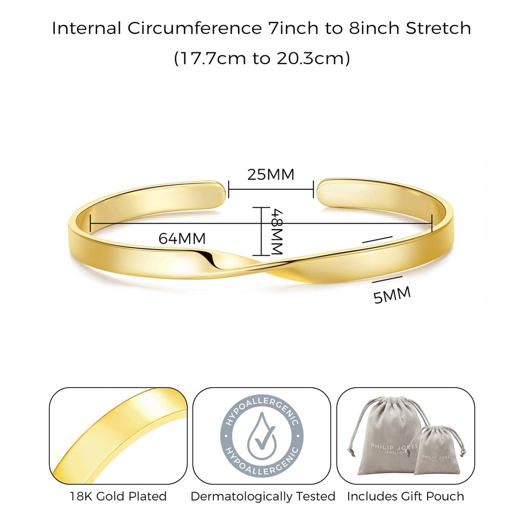 18k Gold Plated Twist Cuff Bangle