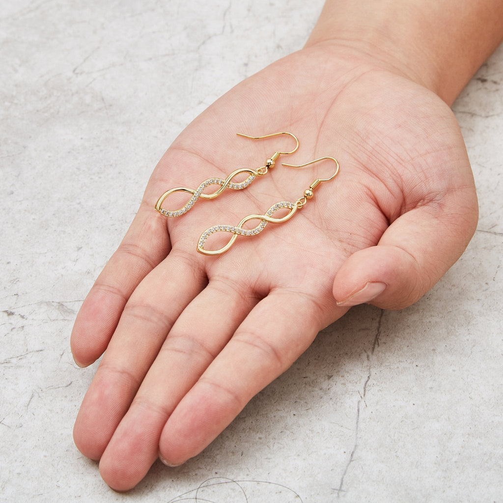 18k Gold Plated Twist Drop Earrings Created with Zircondia® Crystals