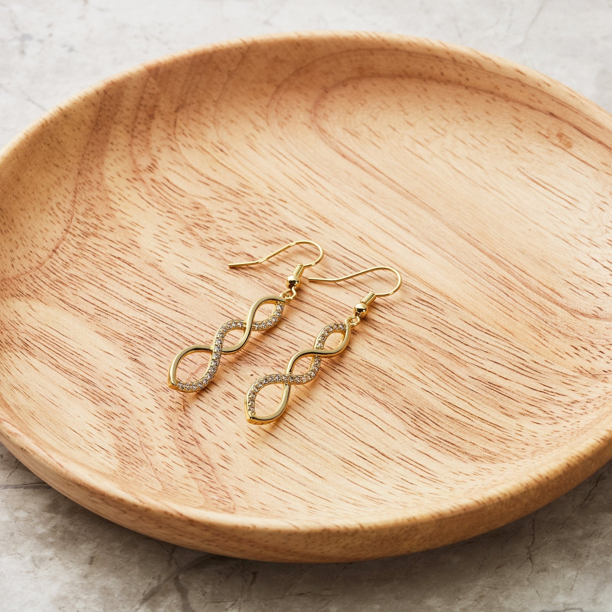 18k Gold Plated Twist Drop Earrings Created with Zircondia® Crystals