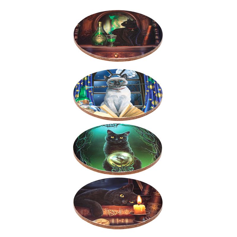 Gothic Gifts Lisa Parker Magic Cats Set Of 4 Cork Coasters