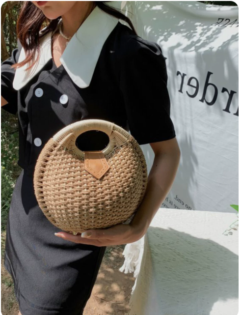 Stylish Seashell Raffia Handbag Summer Bag