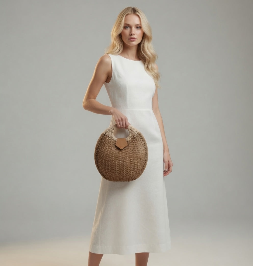 Stylish Seashell Raffia Handbag Summer Bag