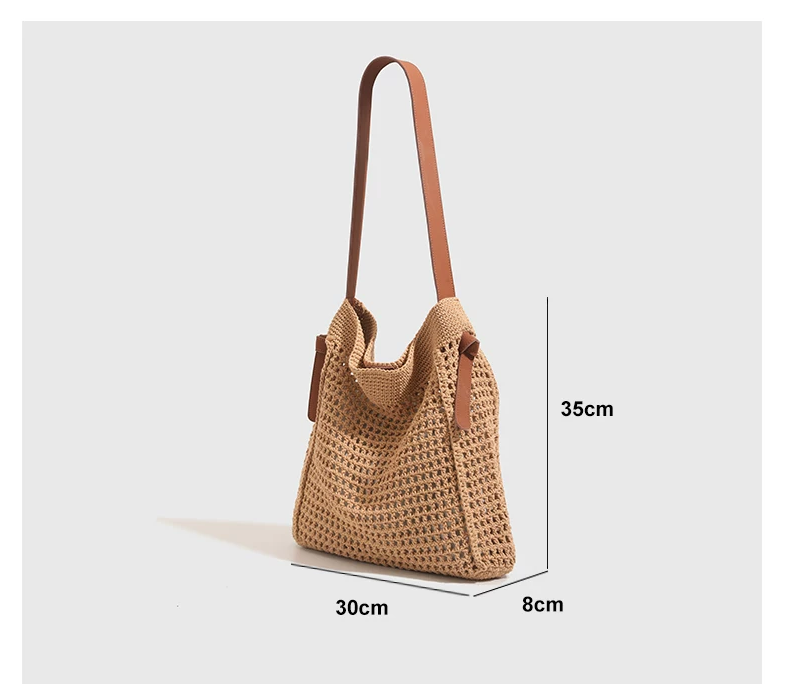 Crochet Cotton Thread Shoulder Bag for Women Large Urban Tote Handbag