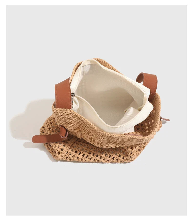 Crochet Cotton Thread Shoulder Bag for Women Large Urban Tote Handbag