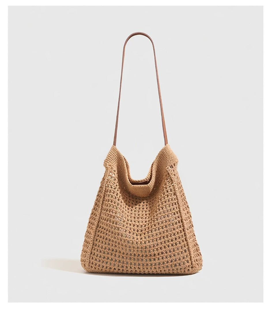 Crochet Cotton Thread Shoulder Bag for Women Large Urban Tote Handbag