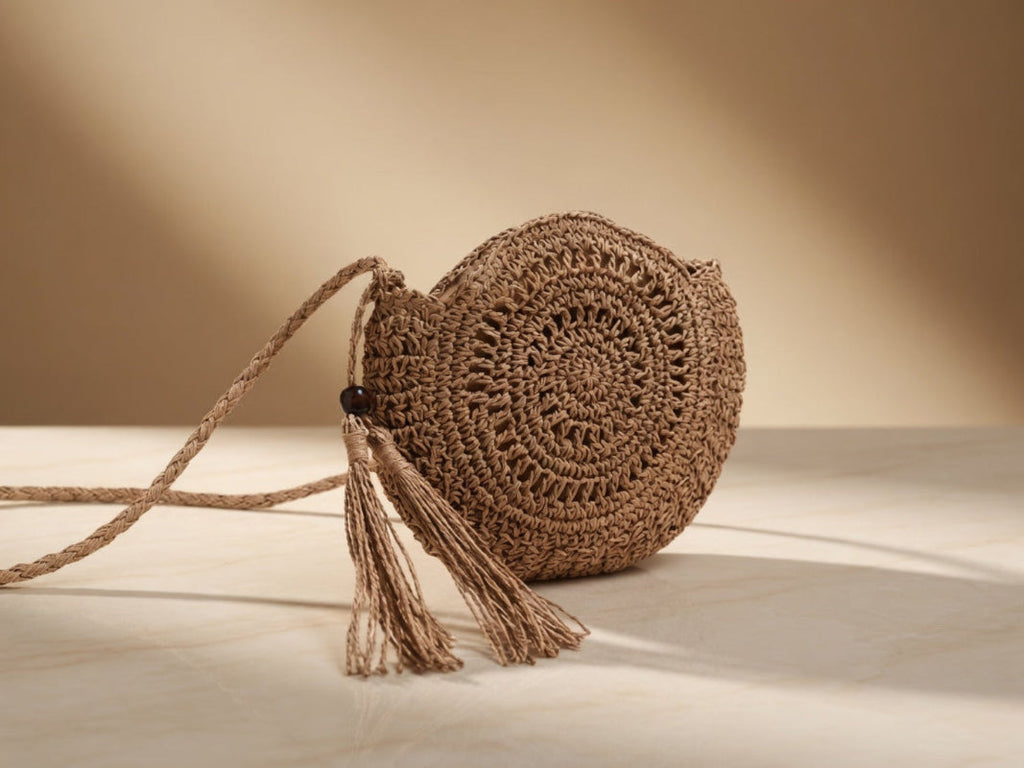 Handwoven Fashion Round Hollow Raffia shell crossbody Shoulder Bag
