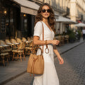 Women's Vintage Raffia Bucket Messenger Bag