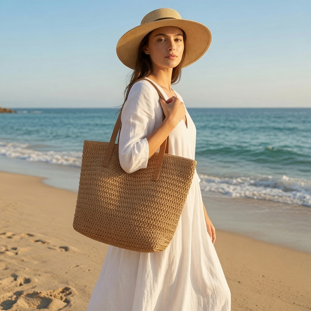 Women's Woven Raffia Tote Bag