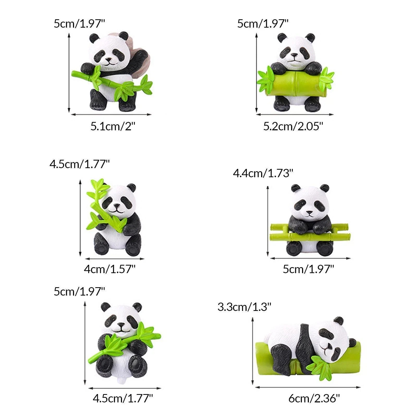 4Pcs Panda with Bamboo Ornament Gift Set for Living Room Cute