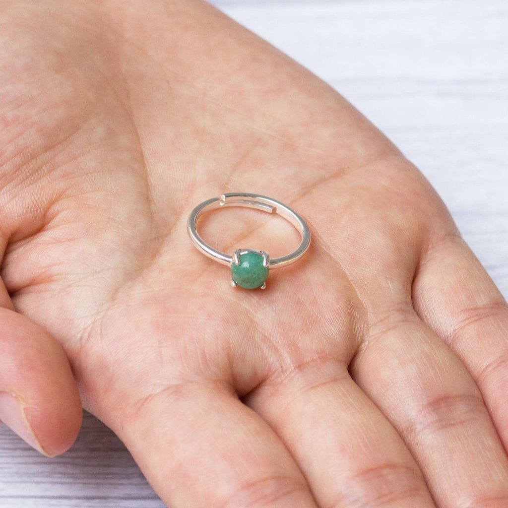 Green Aventurine Adjustable Ring with Quote Card