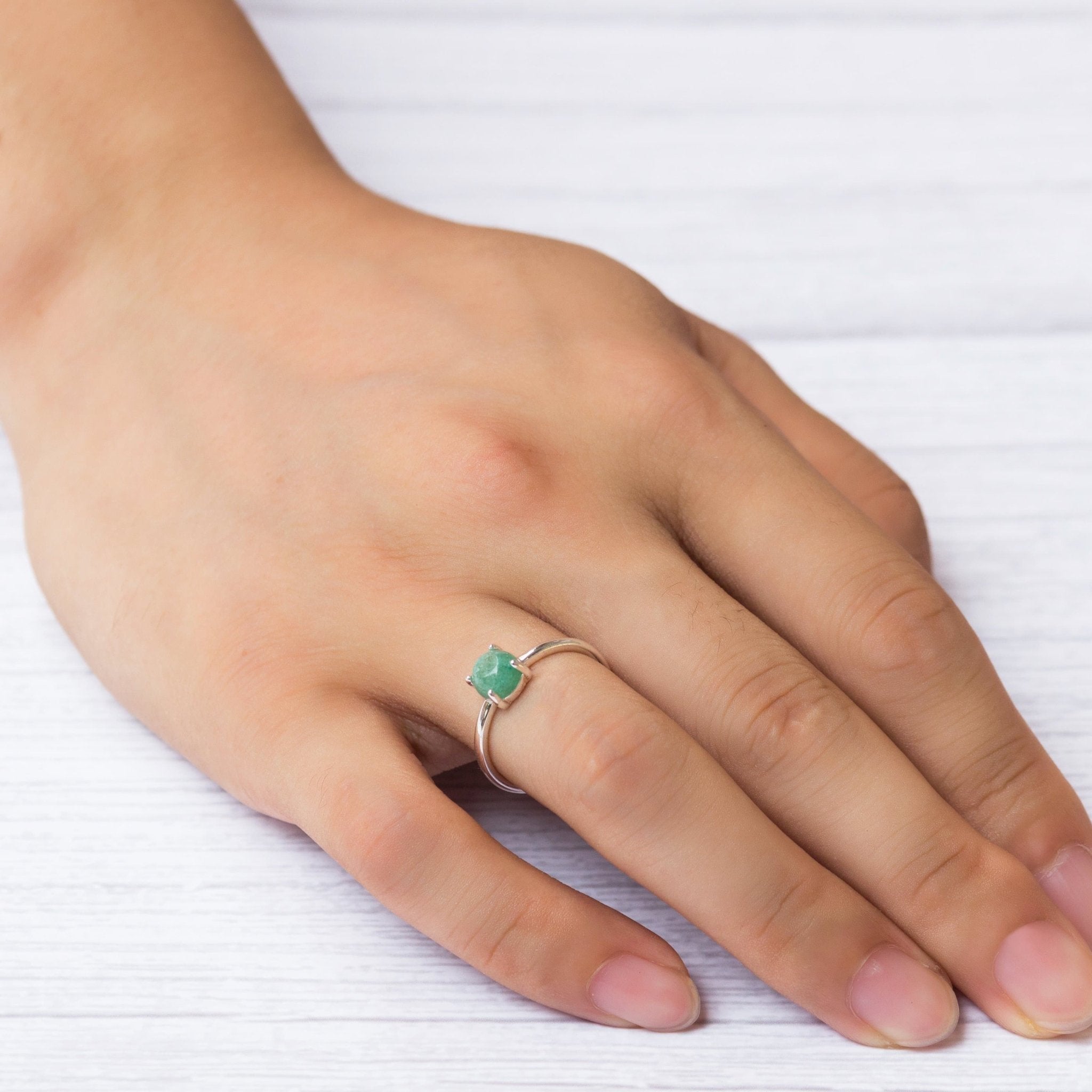 Green Aventurine Adjustable Ring with Quote Card