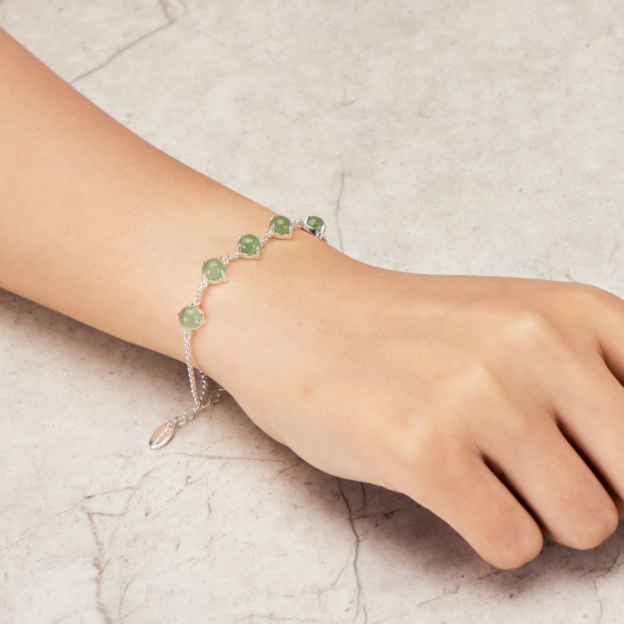 Green Aventurine Gemstone Bracelet with Quote Card