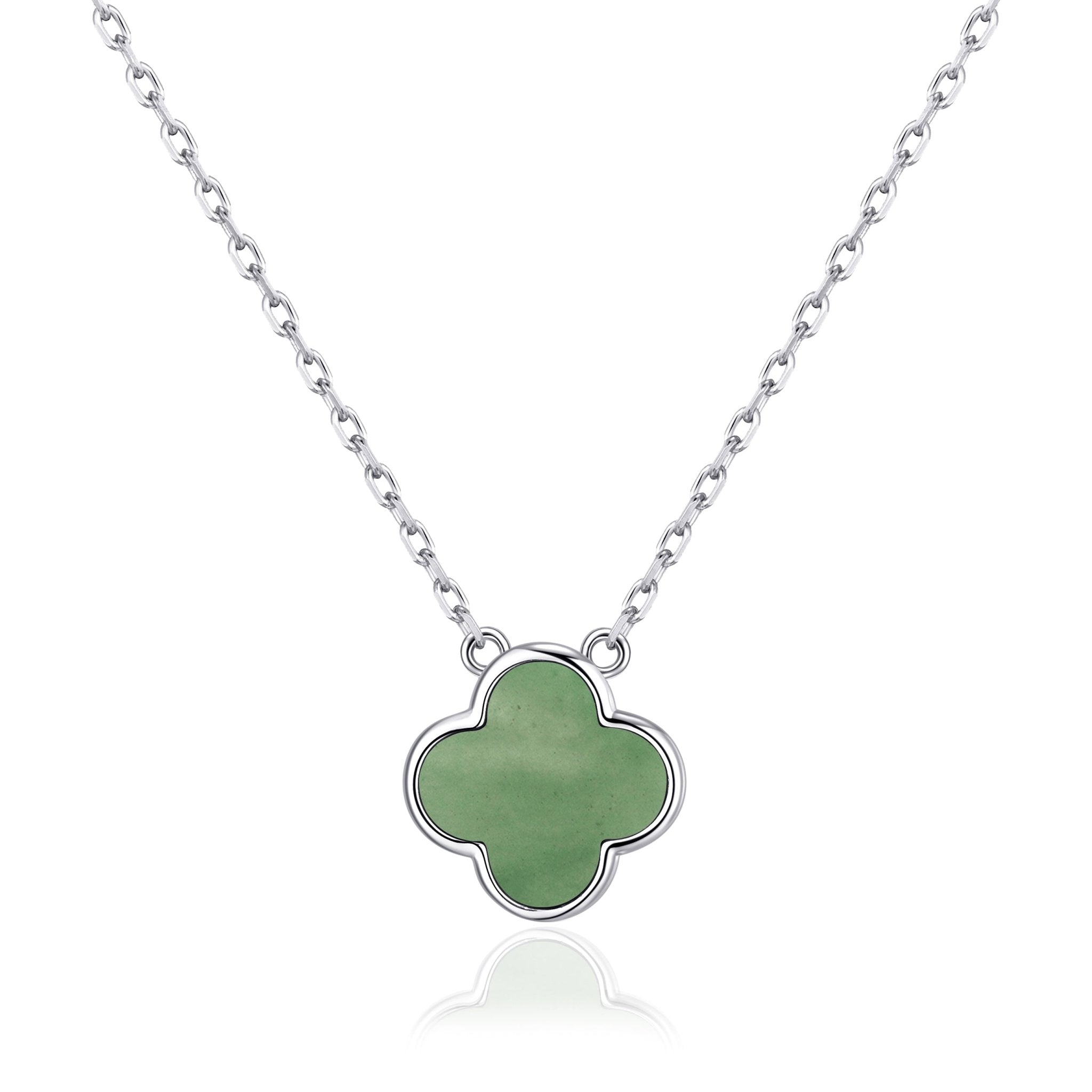 Green Aventurine Gemstone Clover Necklace