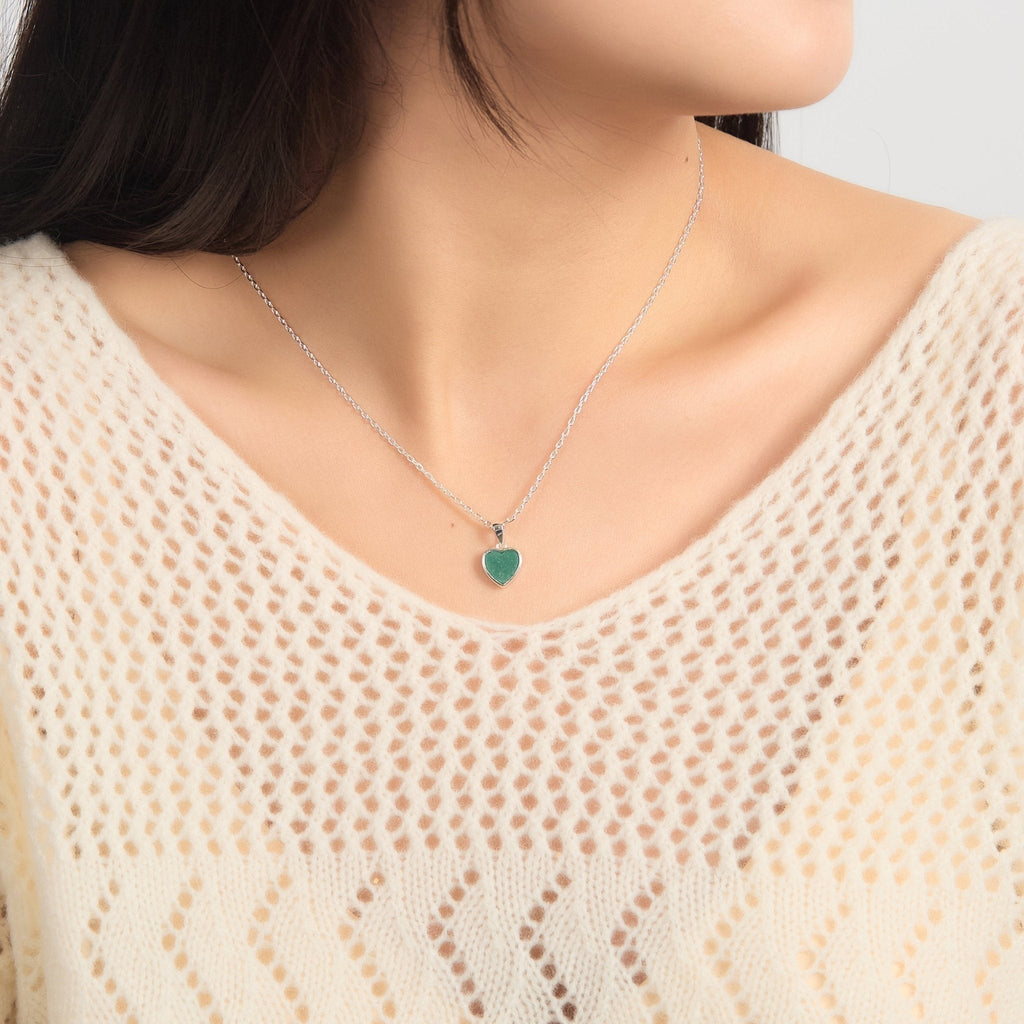 Green Aventurine Gemstone Heart Necklace