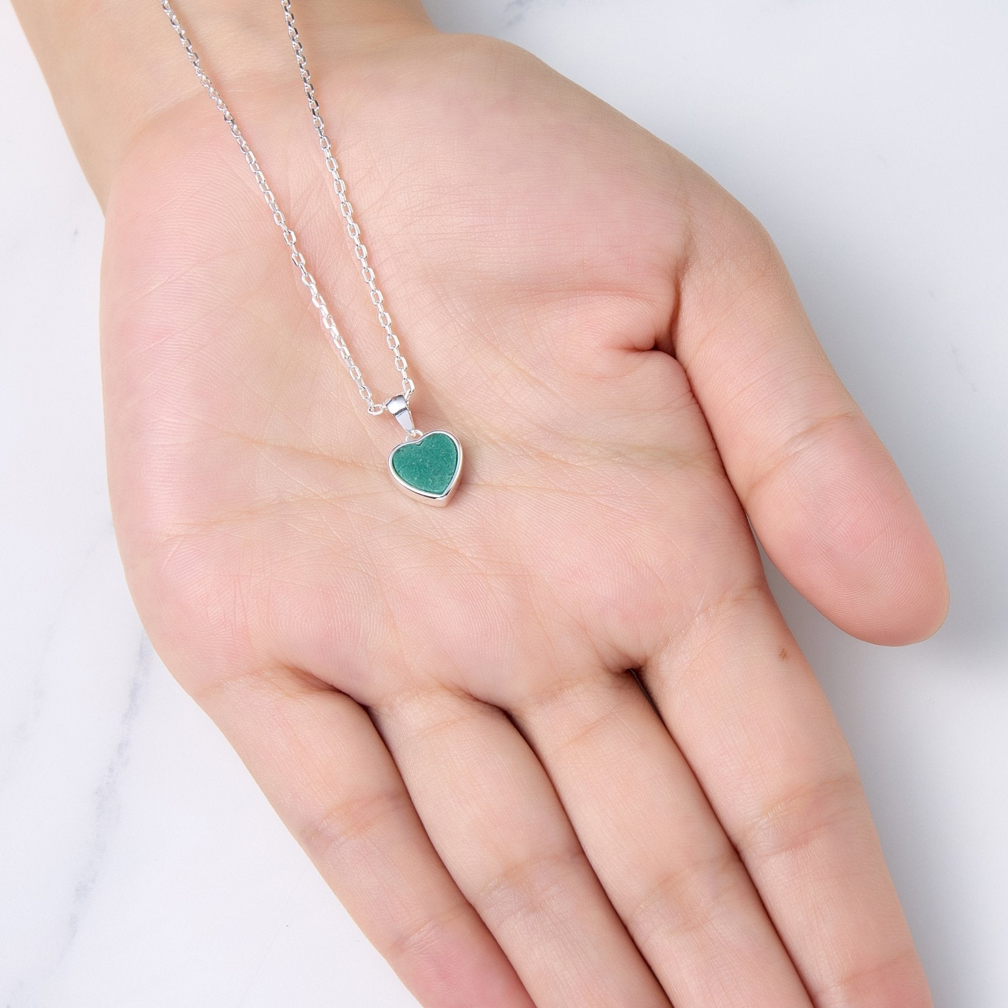 Green Aventurine Gemstone Heart Necklace