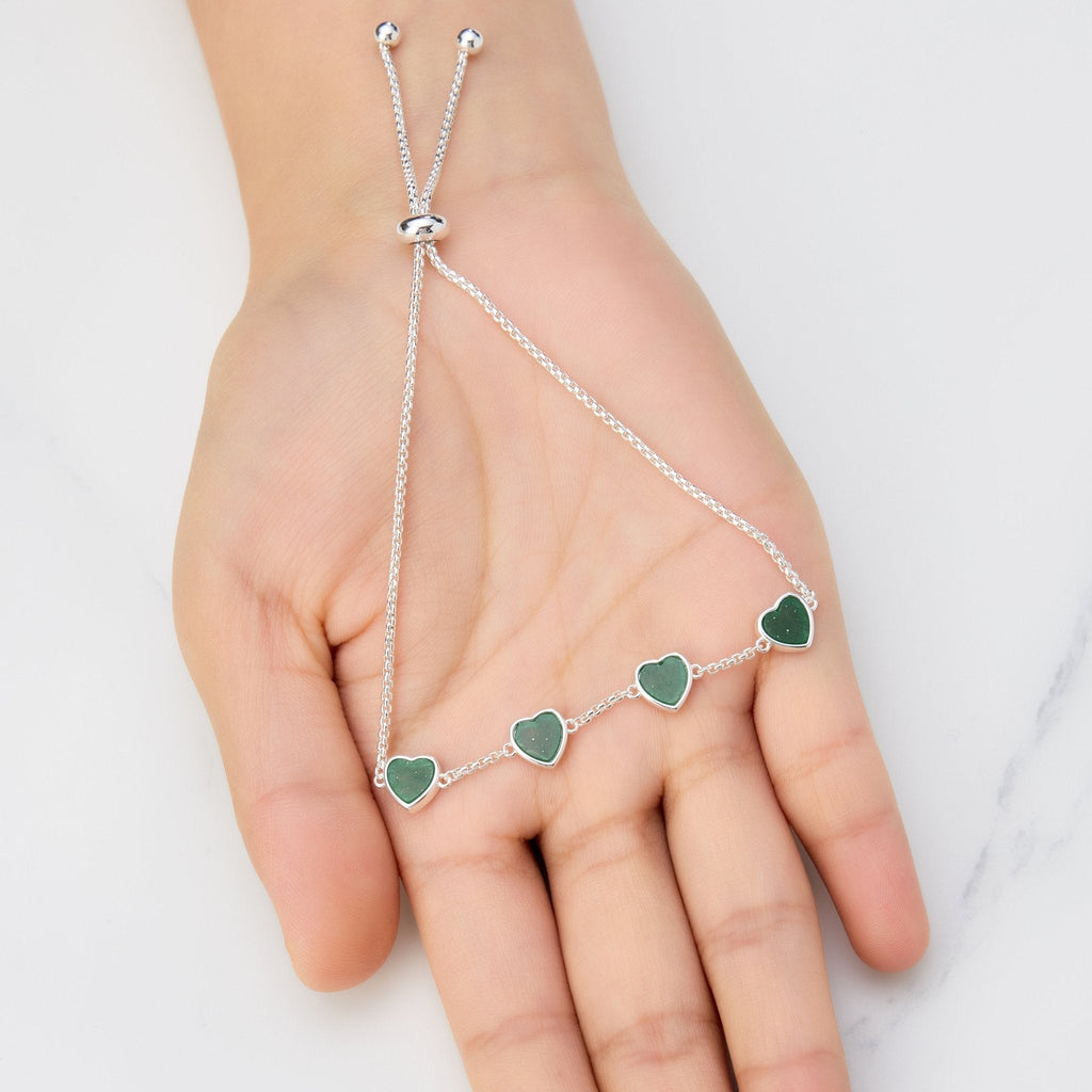 Green Aventurine Gemstone Multi Heart Friendship Slider Bracelet