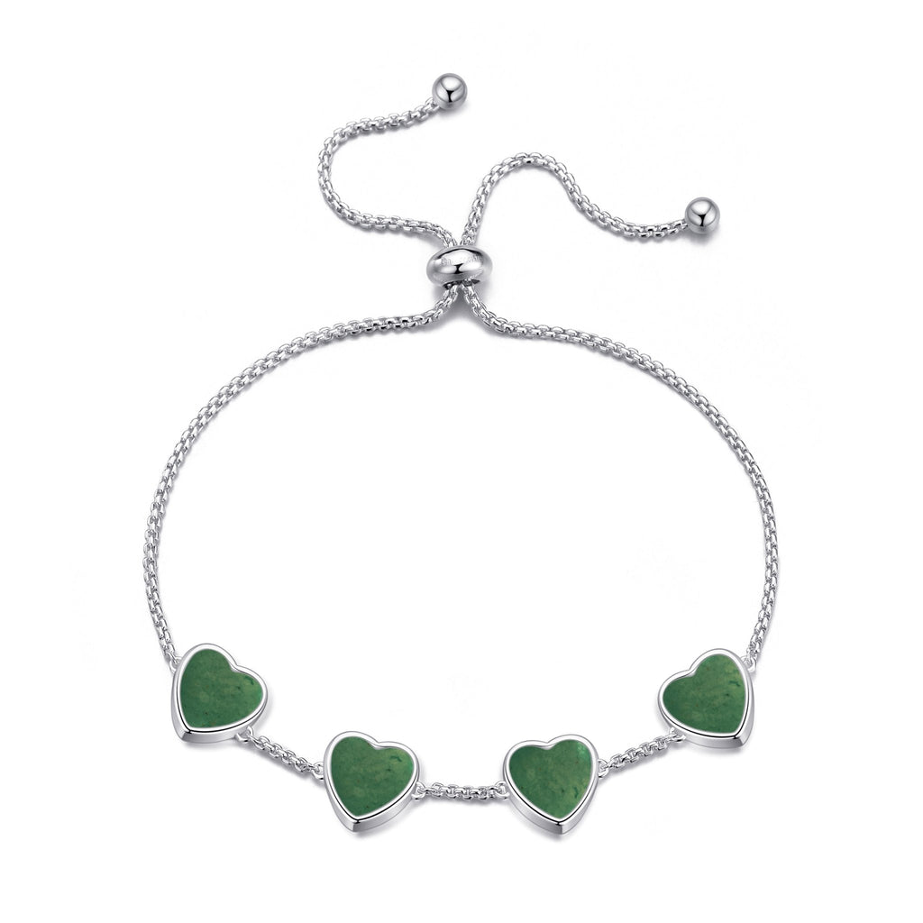 Green Aventurine Gemstone Multi Heart Friendship Slider Bracelet