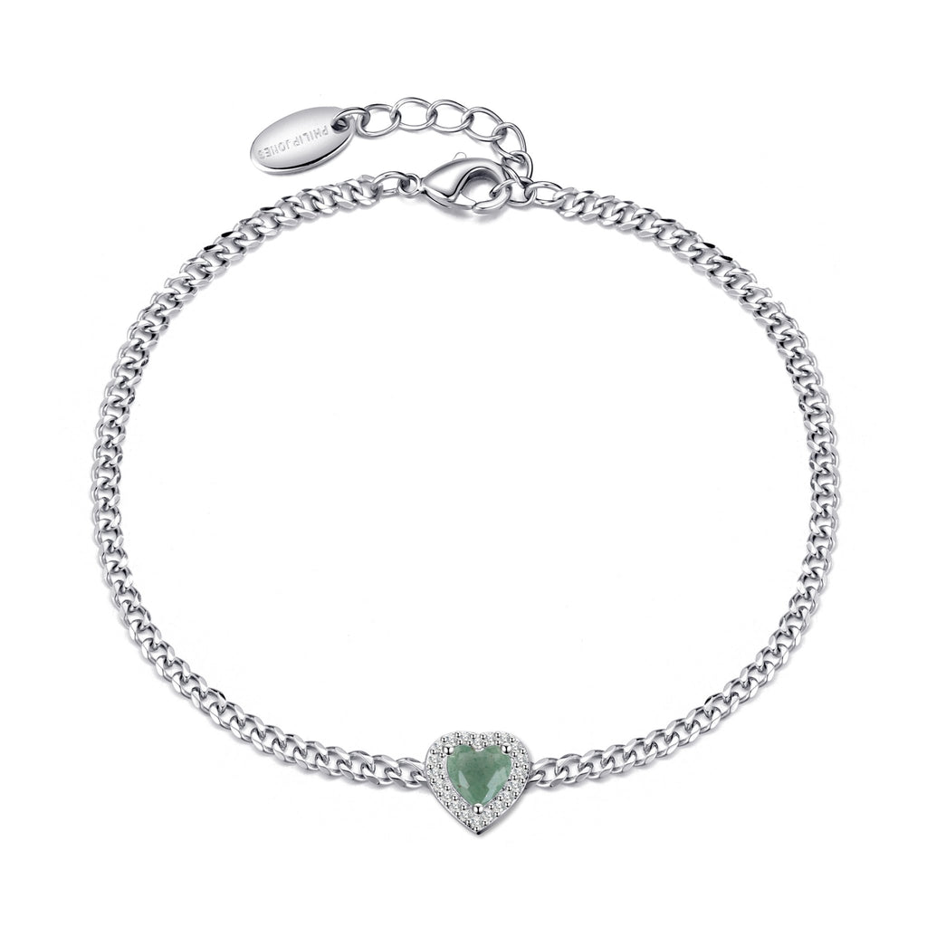 Green Aventurine Heart Gemstone Bracelet with Quote Card Created with Zircondia® Crystals