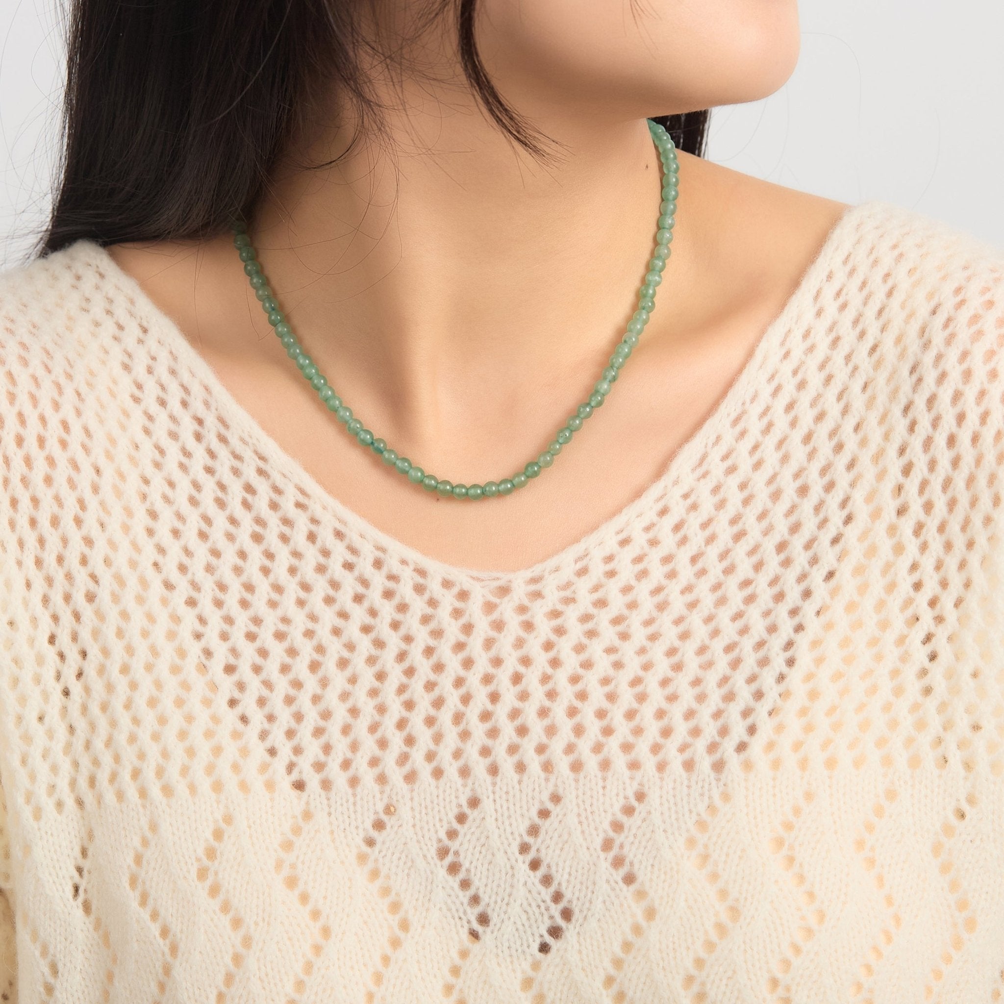 Green Aventurine Mini Beaded Gemstone Necklace