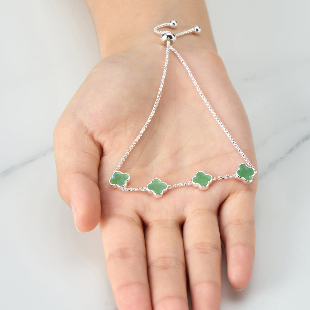 Green Aventurine Multi Clover Friendship Slider Bracelet