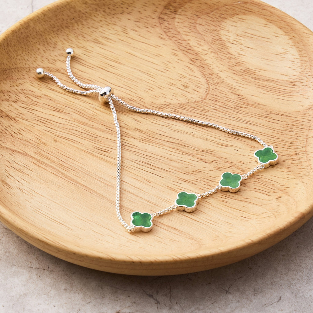 Green Aventurine Multi Clover Friendship Slider Bracelet