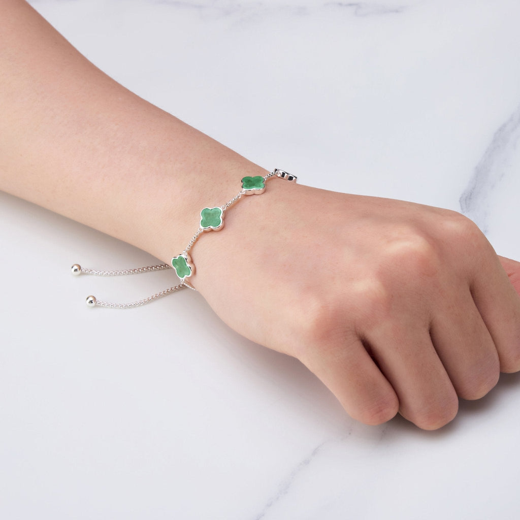 Green Aventurine Multi Clover Friendship Slider Bracelet