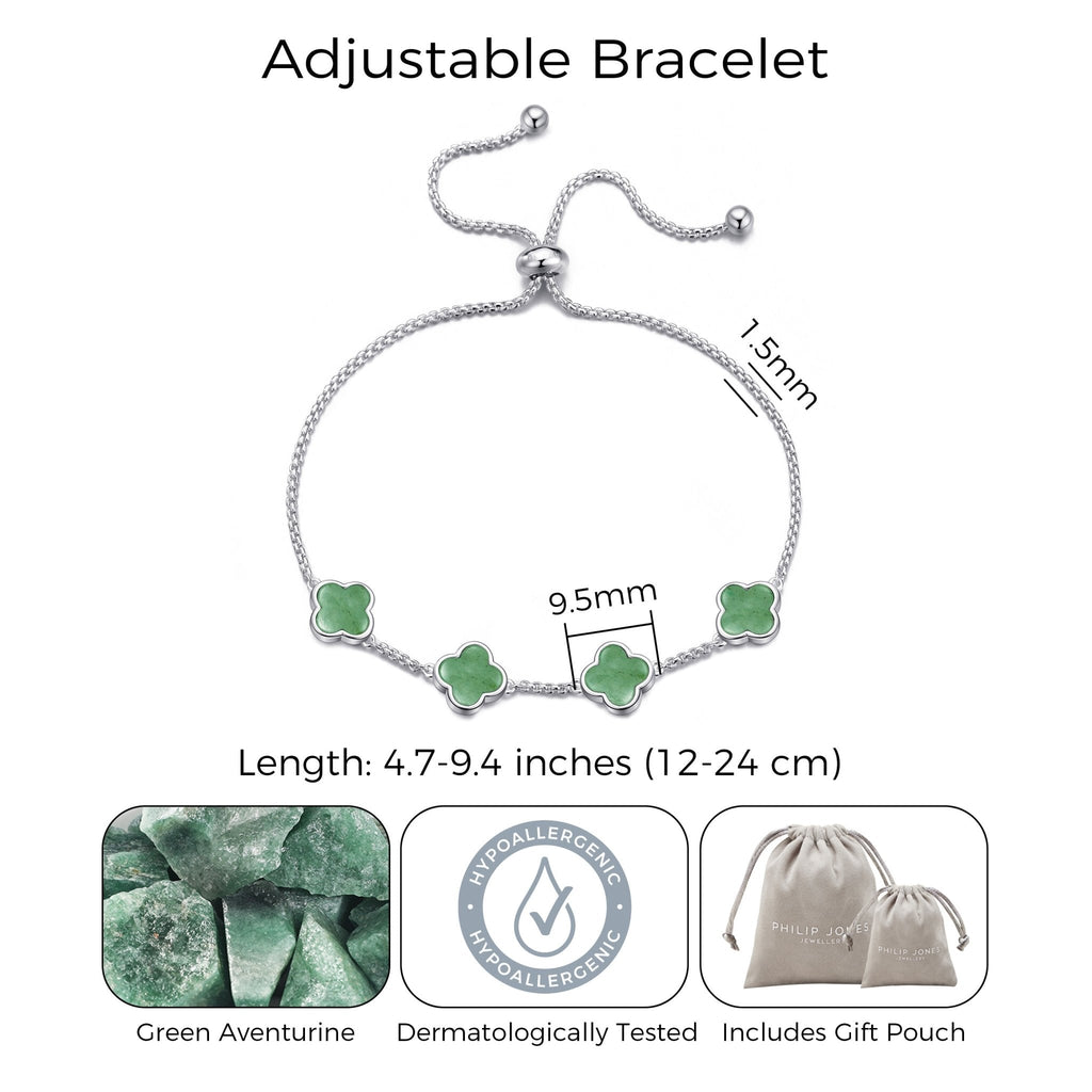 Green Aventurine Multi Clover Friendship Slider Bracelet
