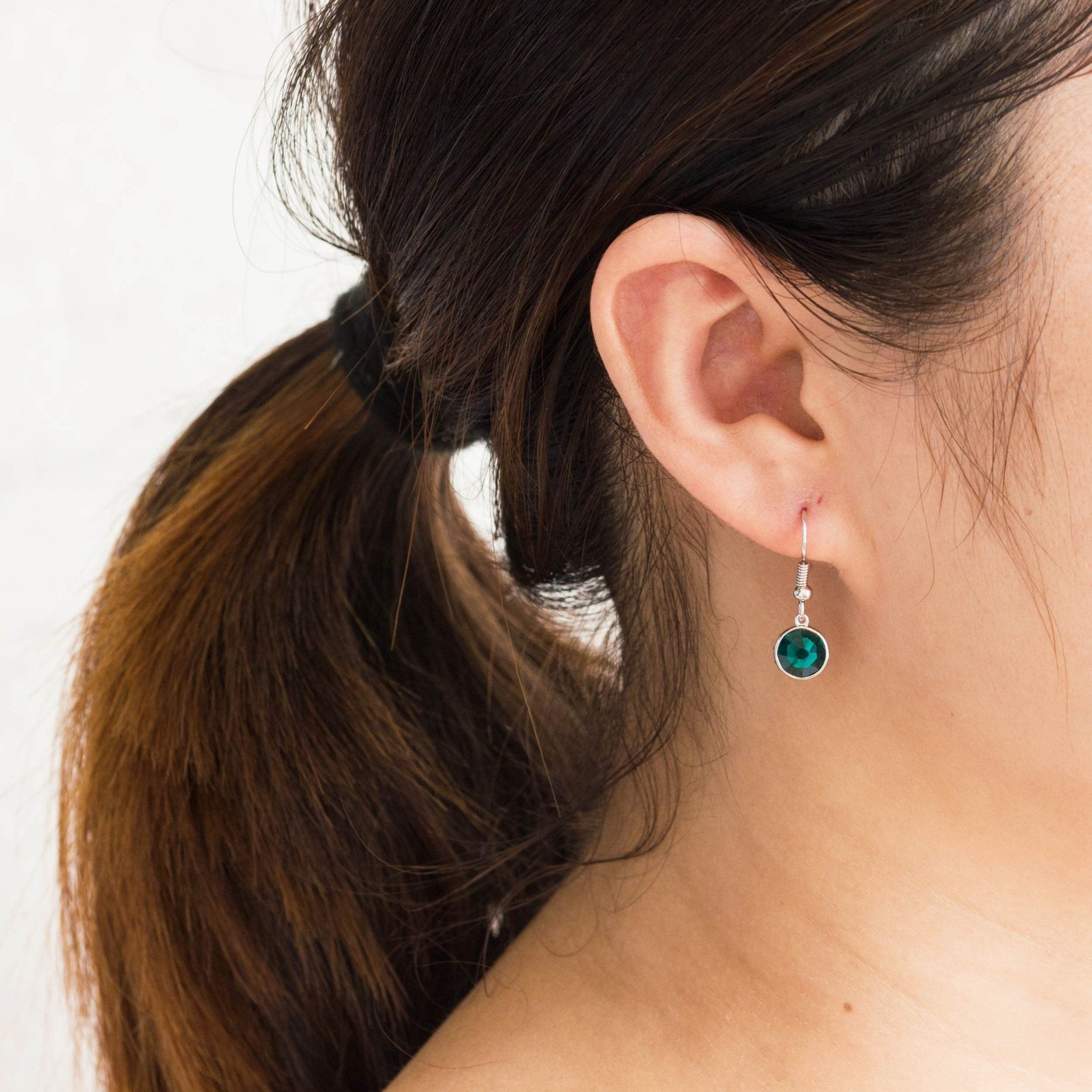 Green Crystal Drop Earrings Created with Zircondia® Crystals