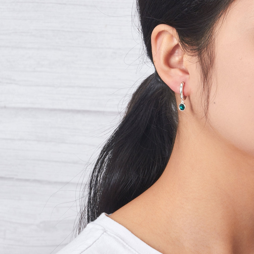 Green Crystal Hoop Earrings Created with Zircondia® Crystals